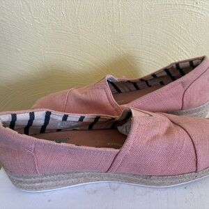 BOBS from Skechers Blush Pink Canvas Espadrille Platform Slip-On